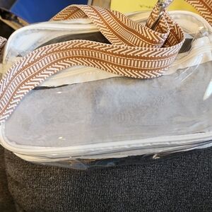 Clear Crossbody Bag with Brown Strap